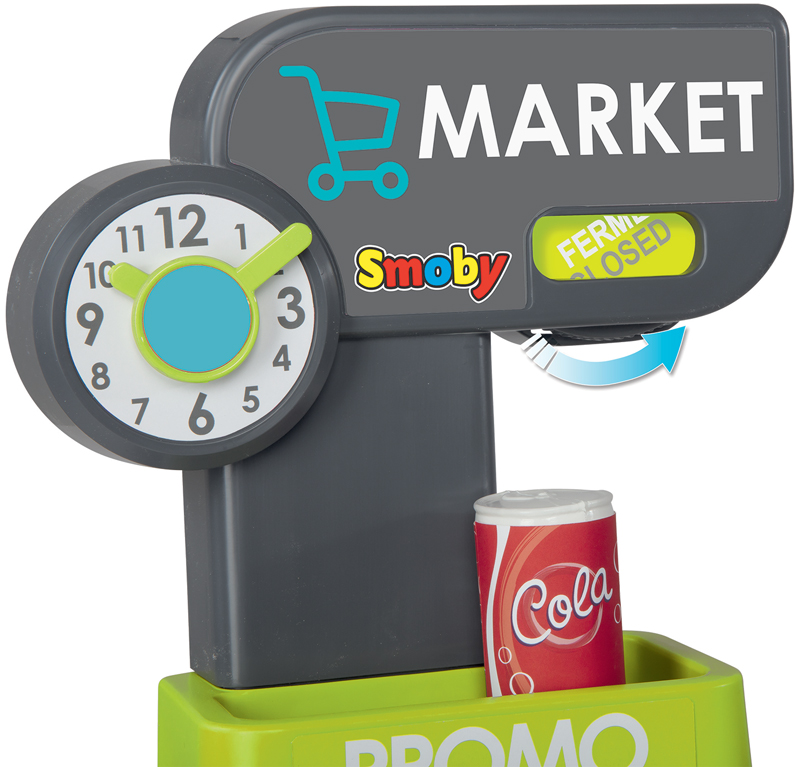 В супермаркете Smoby City Market 350212 можно устанавливать время работы
