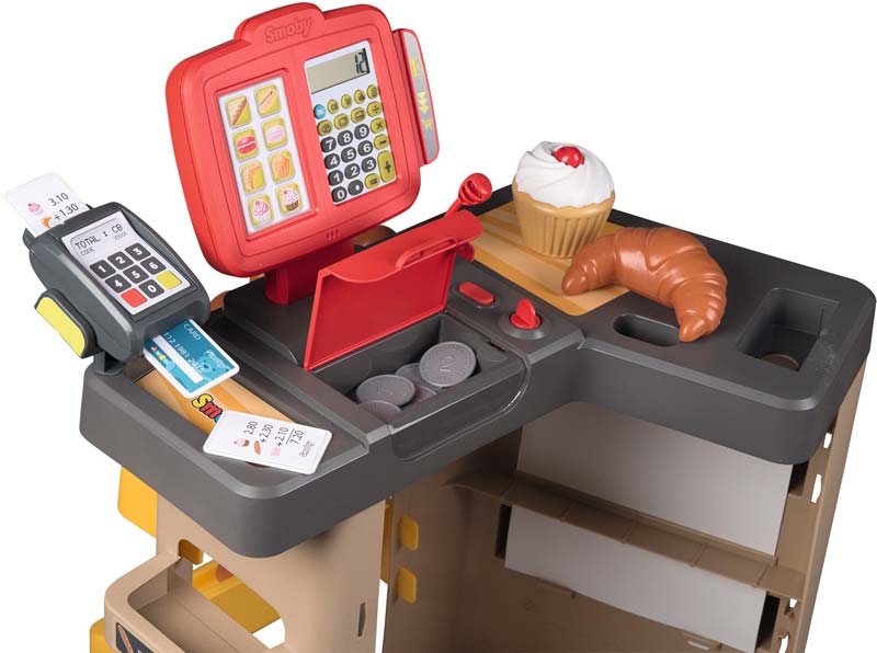 Монитор кассы с калькулятором, сканер и деньги имеются в наборе Smoby Big Bakery Shop 350220