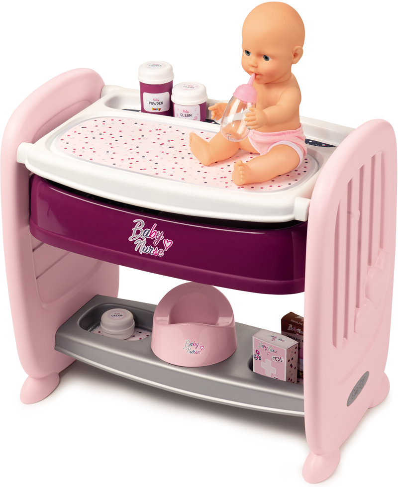 Кроватка 2 в 1 для пупсов Smoby Baby Nurse 220353 с пеленальным столиком