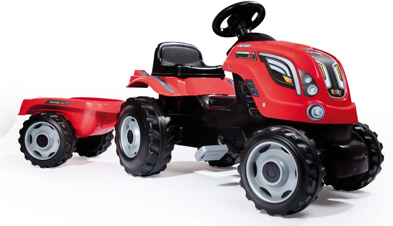 Игровой набор Трактор педальный Smoby XL с прицепом красный 710108