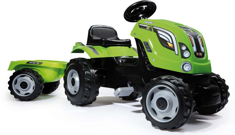 Игровой набор Трактор педальный Smoby XL с прицепом зеленый 710111