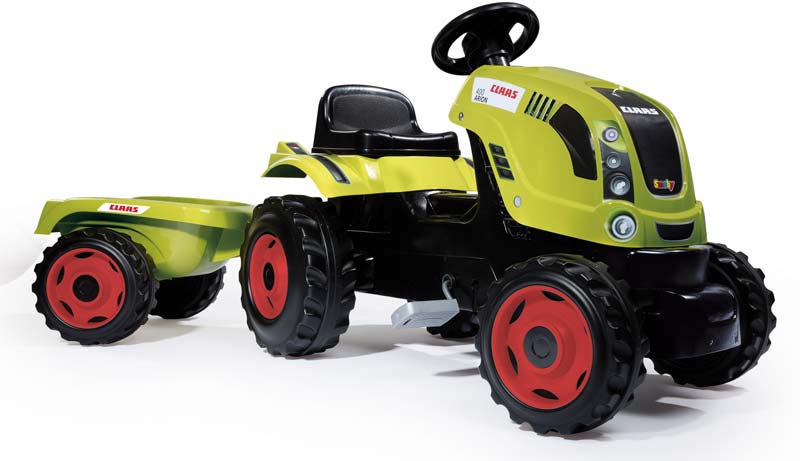 Игровой набор Трактор педальный Smoby XL с прицепом желтый 710114